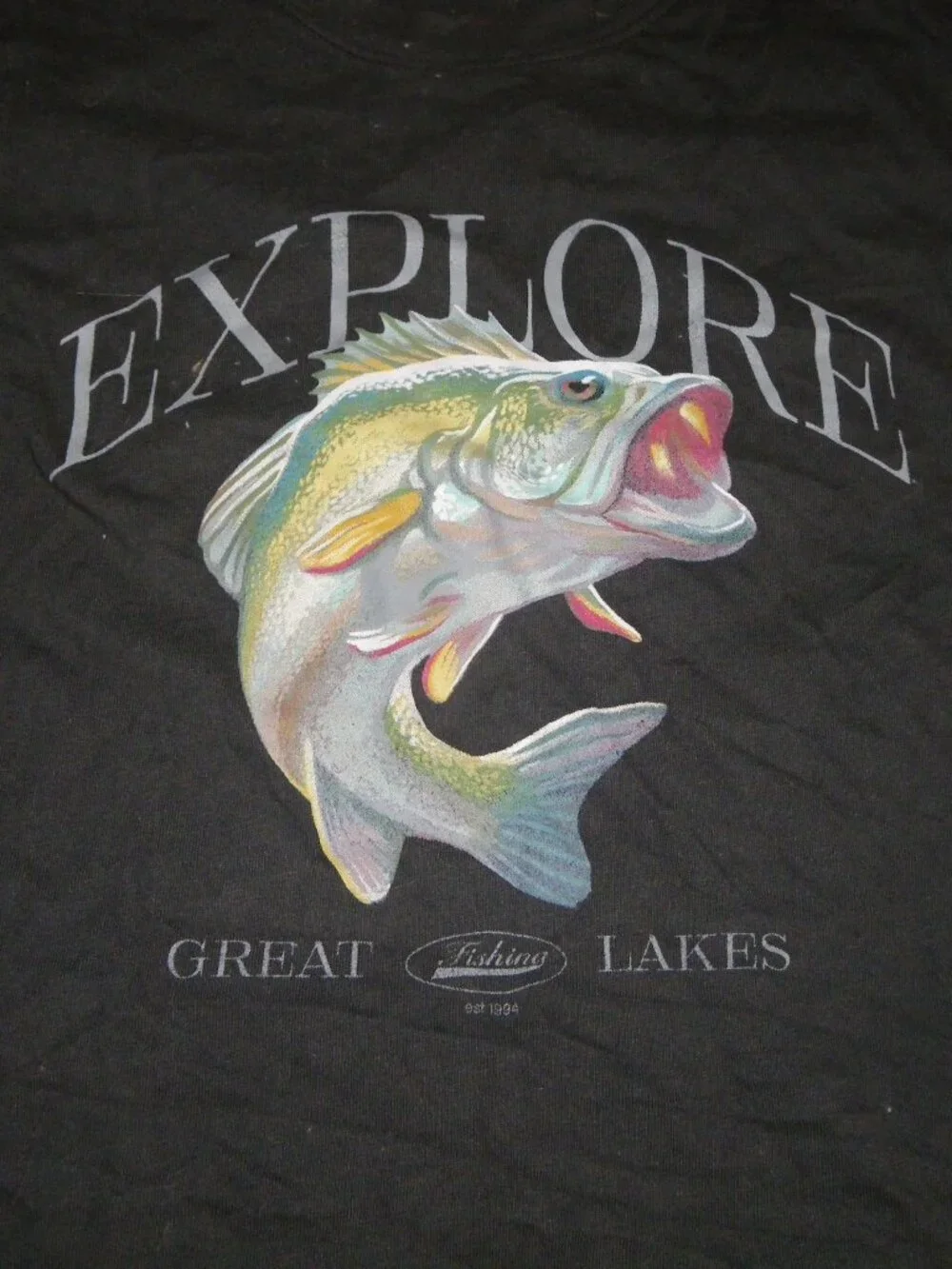Boy’s Teen’s 100% Cotton Short Sleeved T-Shirt Explore Great Lakes Fishing